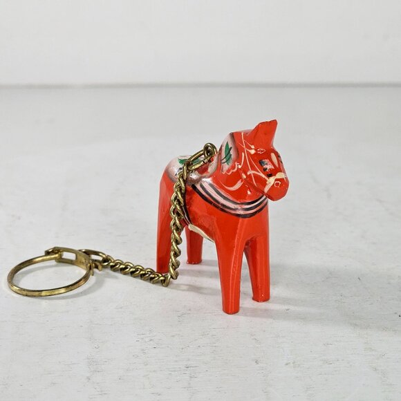 Vintage Swedish Dala Horse Keychain By Grannas A. Olsson - Picture 2 of 9